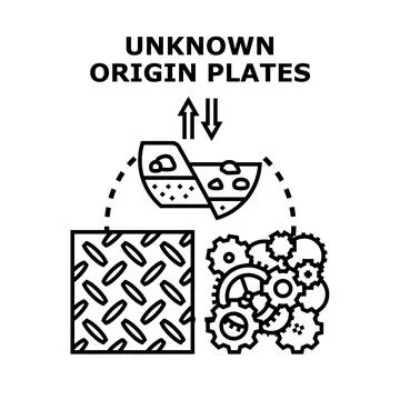 Unknown origin plates concept producing new materials Stockillustratie