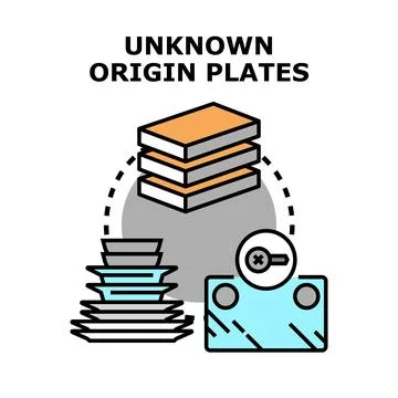 Unknown origin plates concept researching identification process Stockillustratie