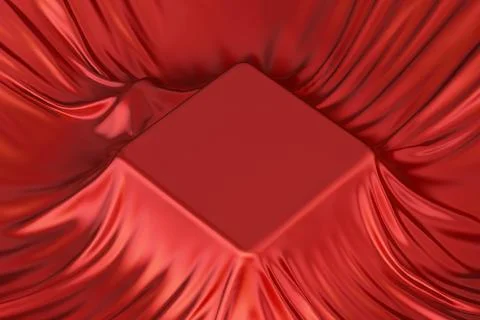 Unknown Perfume Bottle under Red Silk Cloth with Blank Space for Your Desig.. Ilustración de archivo