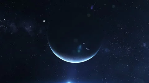 Unknown Planet in Distant Space. Alien Planet with Moons. Strange New Worlds Stock Footage 300384129