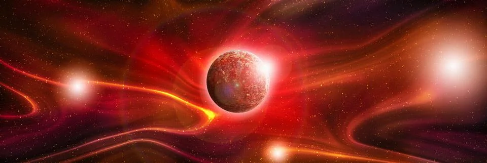 Unknown planet from outer space. Space nebula. Cosmic cluster of stars. Outer Stock Illustration