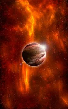 Unknown planet from outer space. Space nebula. Cosmic cluster of stars. Outer Illustrazione stock