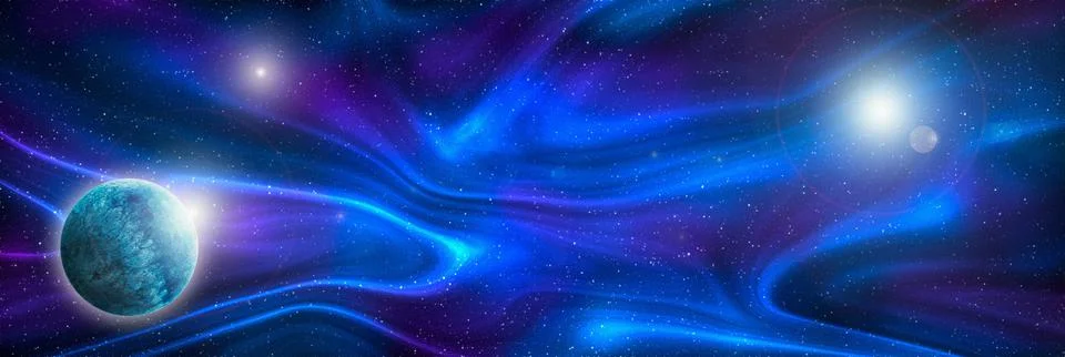 Unknown planet from outer space. Space nebula. Cosmic cluster of stars. Outer Stock Illustration