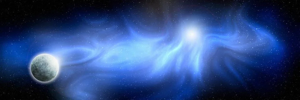 Unknown planet from outer space. Space nebula. Cosmic cluster of stars. Outer Stock Illustration