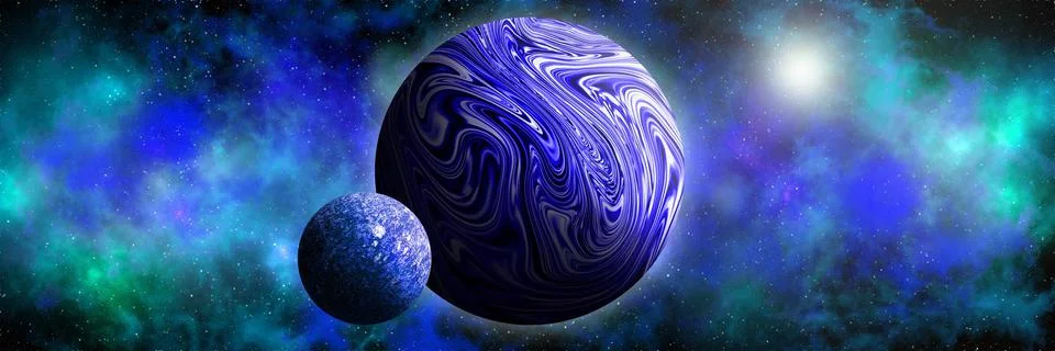 Unknown planet from outer space. Space nebula. Cosmic cluster of stars. Outer Stock Illustration