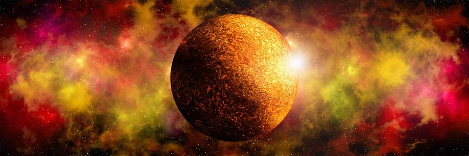 Unknown planet from outer space. Space nebula. Cosmic cluster of stars. Outer Stock Illustration