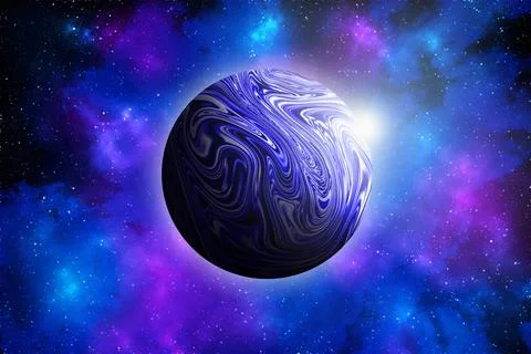 Unknown planet from outer space. Space nebula. Cosmic cluster of stars. Outer Illustrazione stock