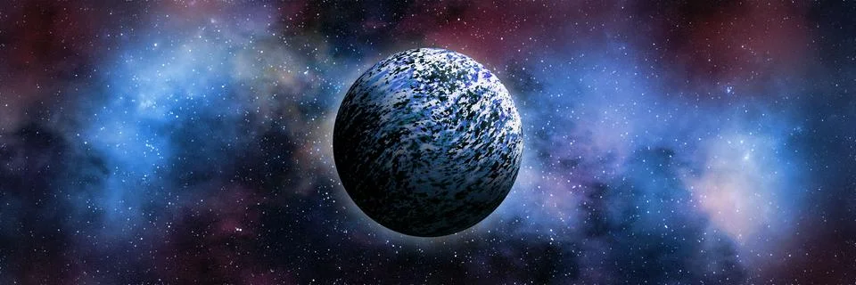 Unknown planet from outer space. Space nebula. Cosmic cluster of stars. Outer Stock Illustration