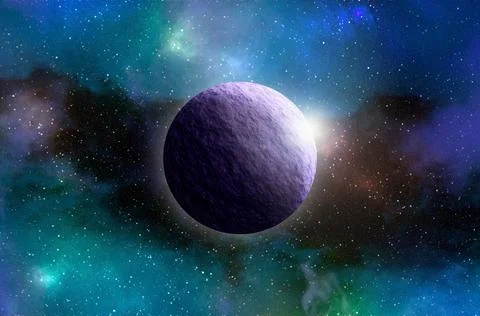 Unknown planet from outer space. Space nebula. Cosmic cluster of stars. Outer Stock Illustration