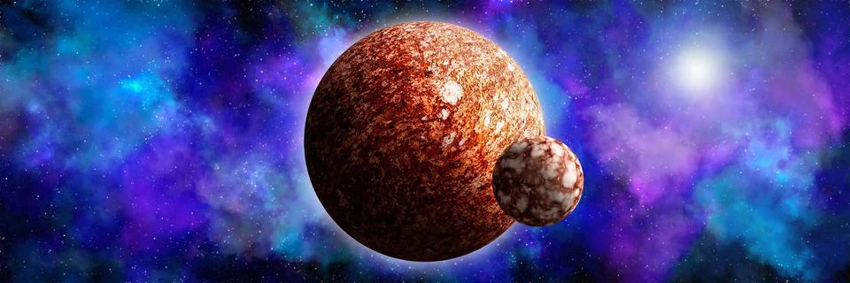 Unknown planet from outer space. Space nebula. Cosmic cluster of stars. Outer Stock Illustration