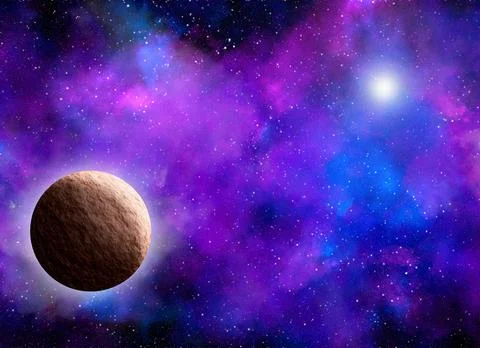 Unknown planet from outer space. Space nebula. Cosmic cluster of stars. Outer Stock Illustration