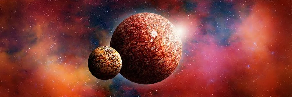 Unknown planet from outer space. Space nebula. Cosmic cluster of stars. Outer Stock Illustration