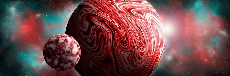 Unknown planet from outer space. Space nebula. Cosmic cluster of stars. Outer Stock Illustration