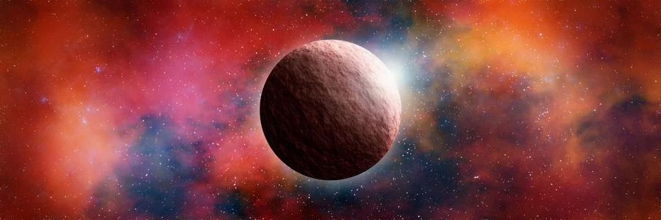 Unknown planet from outer space. Space nebula. Cosmic cluster of stars. Outer Stock Illustration