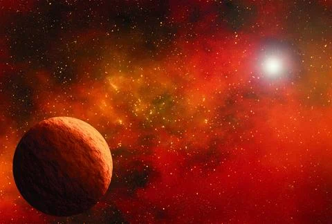 Unknown planet from outer space. Space nebula. Cosmic cluster of stars. Outer Stock Illustration