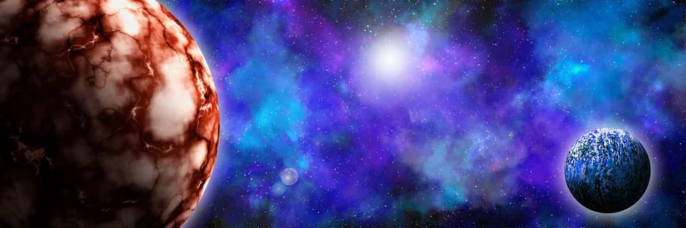 Unknown planet from outer space. Space nebula. Cosmic cluster of stars. Outer Stock Illustration