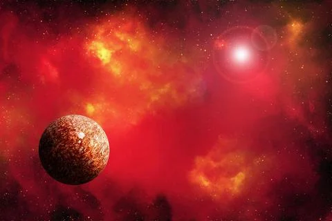 Unknown planet from outer space. Space nebula. Cosmic cluster of stars. Outer Stock Illustration