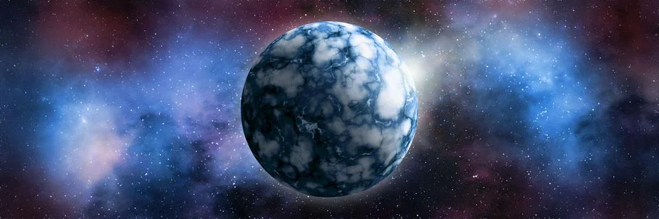 Unknown planet from outer space. Space nebula. Cosmic cluster of stars. Outer Stock Illustration