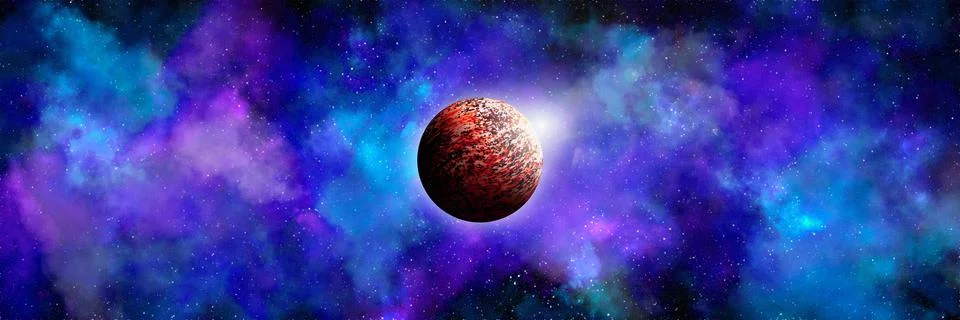 Unknown planet from outer space. Space nebula. Cosmic cluster of stars. Outer Illustrazione stock