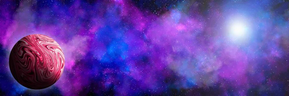 Unknown planet from outer space. Space nebula. Cosmic cluster of stars. Outer Stock Illustration