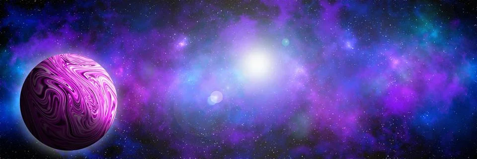 Unknown planet from outer space. Space nebula. Cosmic cluster of stars. Outer Stock Illustration