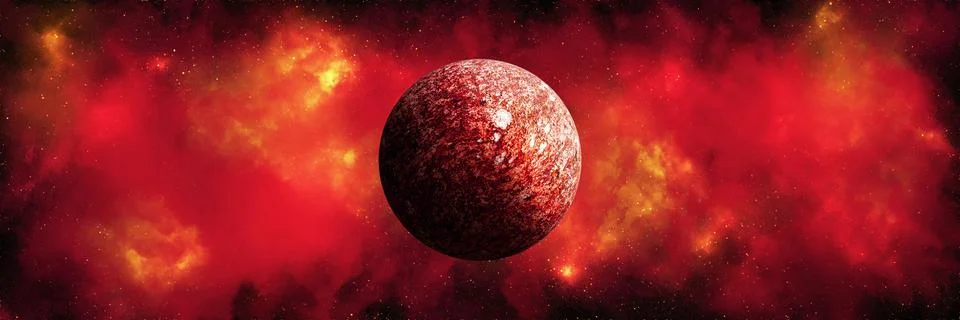 Unknown planet from outer space. Space nebula. Cosmic cluster of stars. Outer Stock Illustration