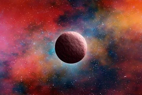 Unknown planet from outer space. Space nebula. Cosmic cluster of stars. Outer Stock Illustration