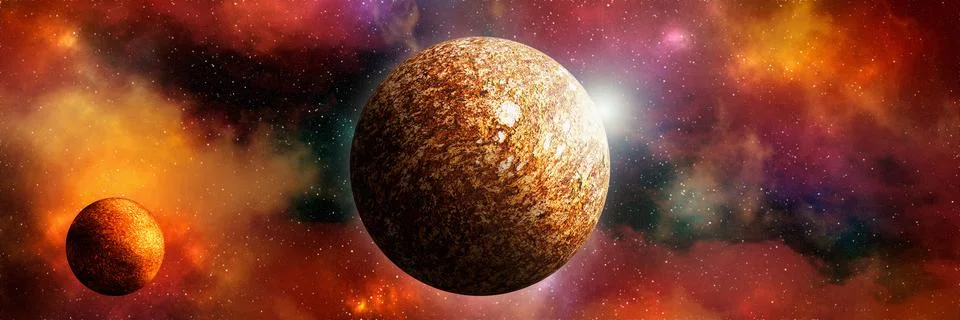 Unknown planet from outer space. Space nebula. Cosmic cluster of stars. Outer Stock Illustration