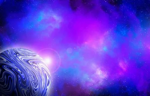 Unknown planet from outer space. Space nebula. Cosmic cluster of stars. Outer Stock Illustration