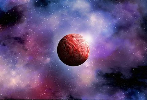 Unknown planet from outer space. Space nebula. Cosmic cluster of stars. Outer Stock Illustration