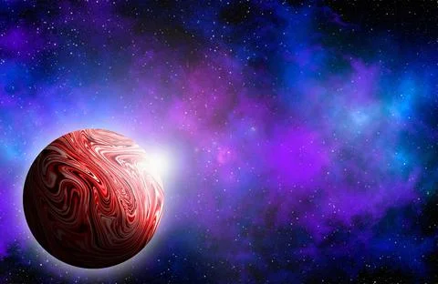 Unknown planet from outer space. Space nebula. Cosmic cluster of stars. Outer Stock Illustration