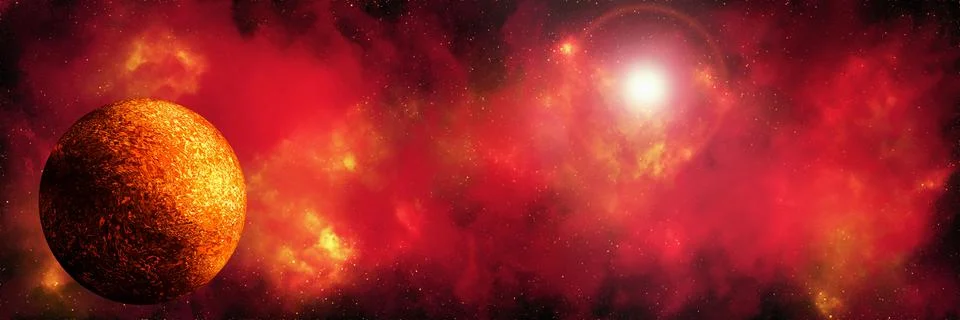 Unknown planet from outer space. Space nebula. Cosmic cluster of stars. Outer Stock Illustration