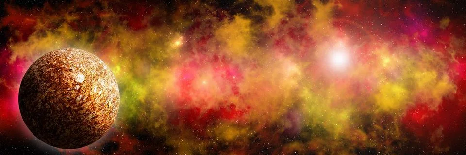 Unknown planet from outer space. Space nebula. Cosmic cluster of stars. Outer Stock Illustration
