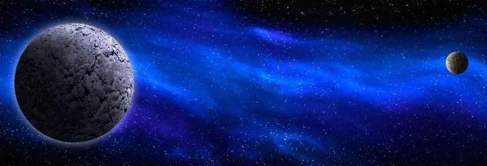 Unknown planet from outer space. Space nebula. Cosmic cluster of stars. Out.. Stock Illustration