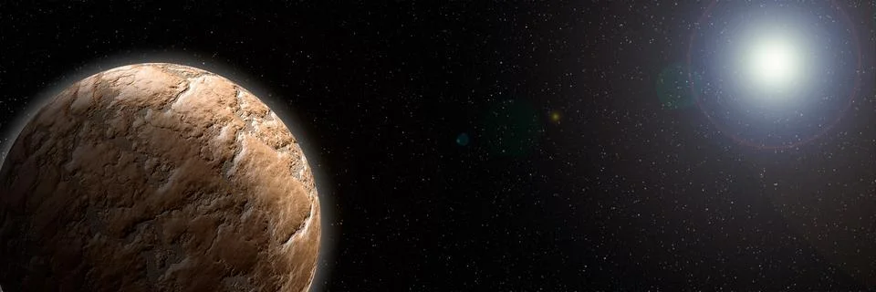 Unknown planet from outer space. Space nebula. Cosmic cluster of stars. Out.. Stock Illustration