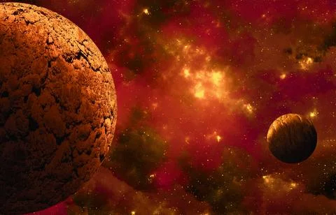 Unknown planet from outer space. Space nebula. Cosmic cluster of stars. Out.. Stock Illustration