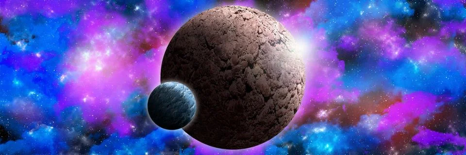 Unknown planet from outer space. Space nebula. Cosmic cluster of stars. Out.. Stock Illustration