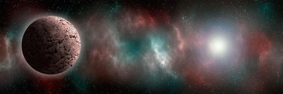 Unknown planet from outer space. Space nebula. Cosmic cluster of stars. Out.. Stock Illustration