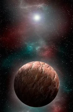 Unknown planet from outer space. Space nebula. Cosmic cluster of stars. Out.. Stock Illustration