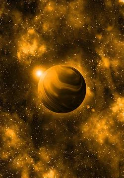 Unknown planet from outer space. Space nebula. Cosmic cluster of stars. Outer Stock Illustration