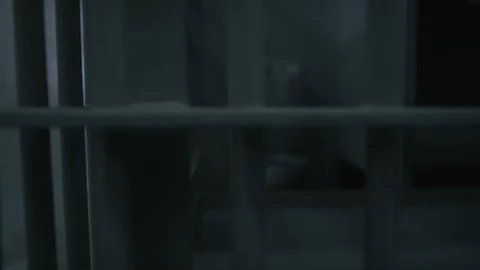 Unknown Prisoner Walking Down a Prison Hallway HD Video Stock Footage 90457752