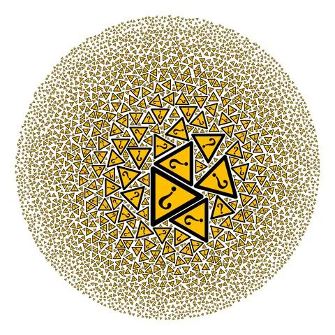 Unknown Problem Icon Round Bubble Collage Stock Illustration