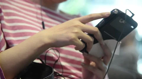 Unknown slender female use smartphone closeup Video stock 63074594