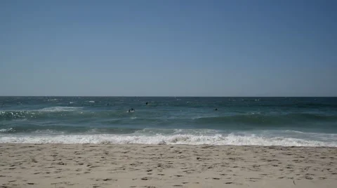 Unknown surfers in the Ocean in cascais beach, Portugal. Stock Footage 48904913