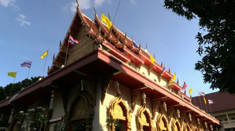 Unknown Temple under evening sun, Chiang Mai. HD 1080p. Stock Footage 34032775