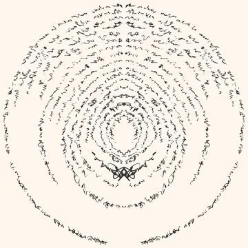 Unknown text, hieroglyphs in a circle. Sign and symbol of mythology. In vintage Stock Illustration