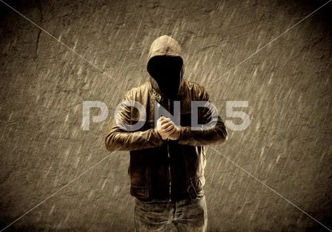 Unknown unidentifiable urban hooligan Stock Photos