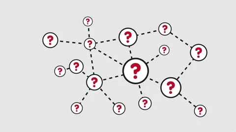 Unknown users of a social network consisting of question marks Video stock 239932489