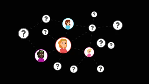 Unknown users on a social network in the form of a scheme Video stock 239932496