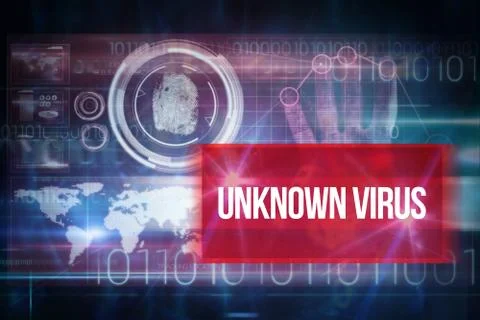 Unknown virus against blue technology design with binary code Stock Illustration